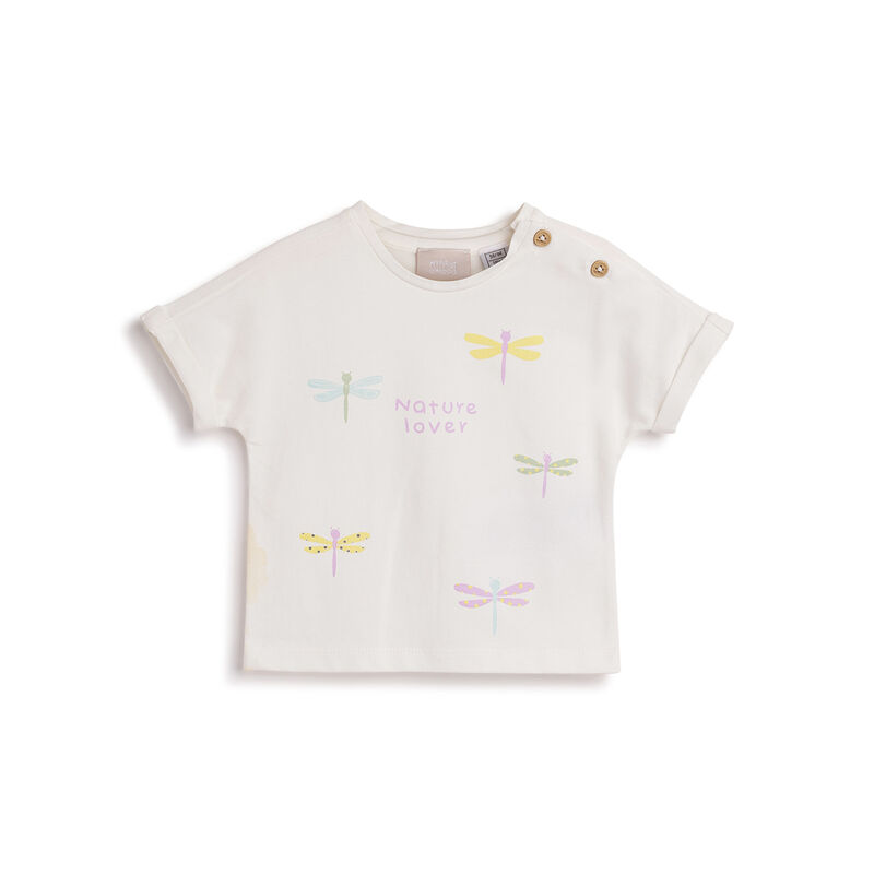 Girls White Printed Short Sleeve T-Shirt image number 0